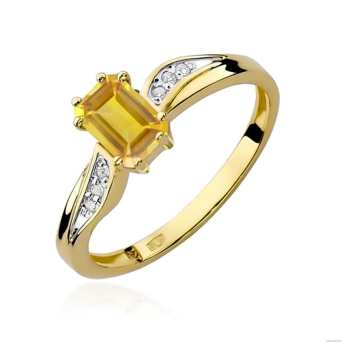 Pierścionek W094 Cytryn 0,60ct żółte złoto
