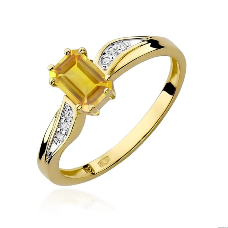 Pierścionek W094 Cytryn 0,60ct żółte złoto