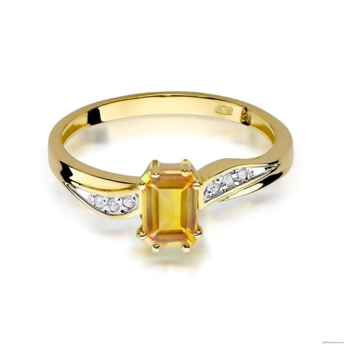 Pierścionek W094 Cytryn 0,60ct żółte złoto