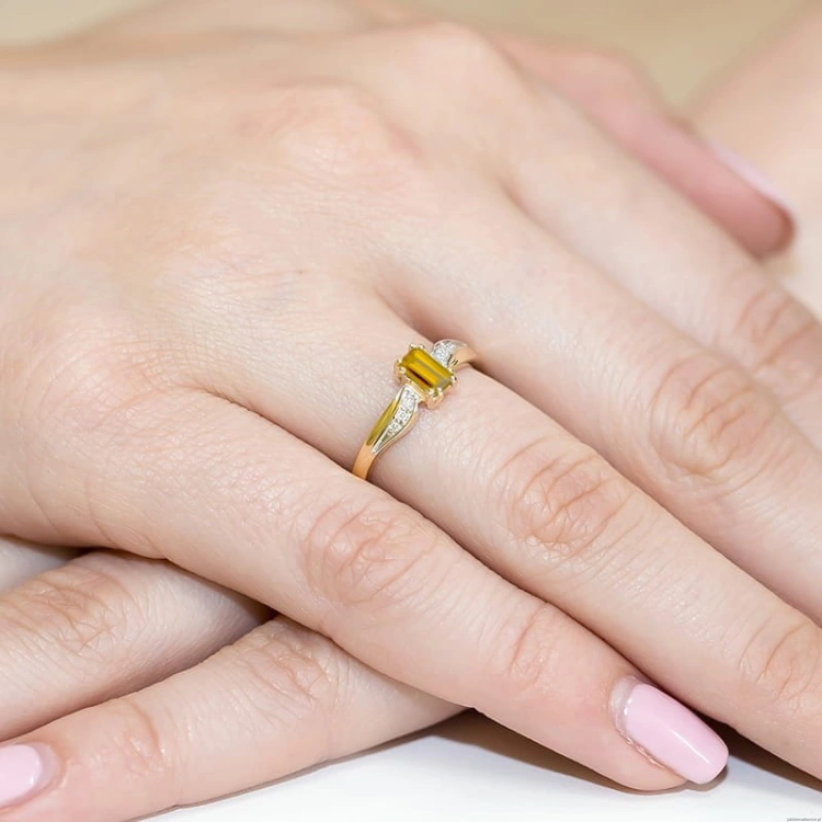 Pierścionek W094 Cytryn 0,60ct żółte złoto