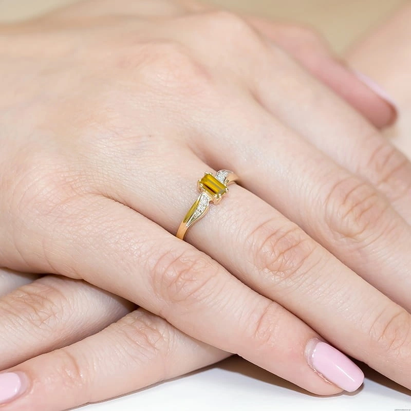 Pierścionek W094 Cytryn 0,60ct żółte złoto