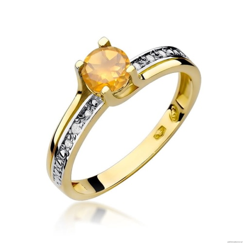 Pierścionek W106 Cytryn 0,50ct żółte złoto