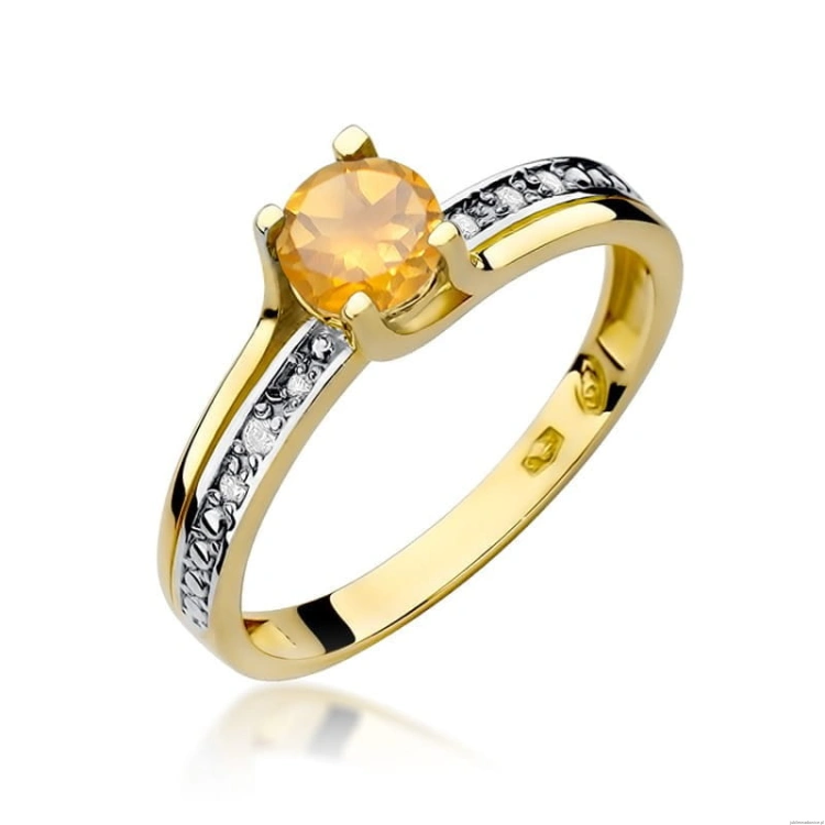 Pierścionek W106 Cytryn 0,50ct żółte złoto