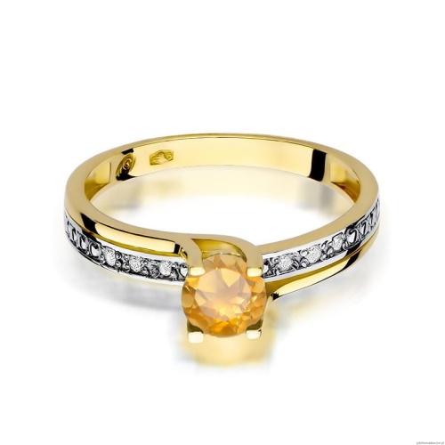 Pierścionek W106 Cytryn 0,50ct żółte złoto