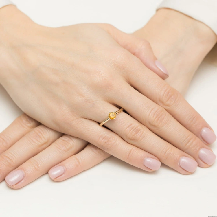 Pierścionek W557 Cytryn 0,50ct żółte złoto