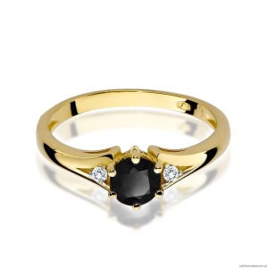 Pierścionek W0076 Czarny Diament 0,50ct żółte złoto