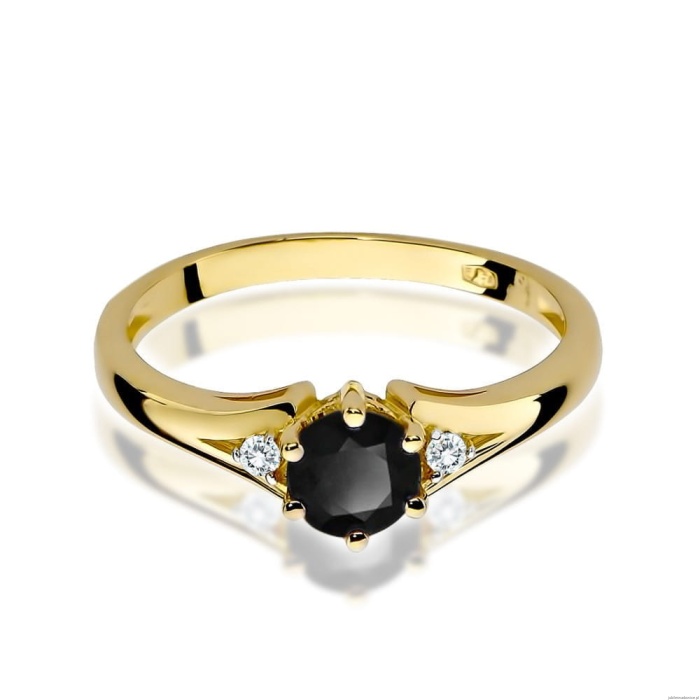 Pierścionek W0076 Czarny Diament 0,50ct żółte złoto
