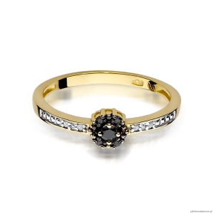 Pierścionek W091 Czarny Diament 0,02ct żółte złoto