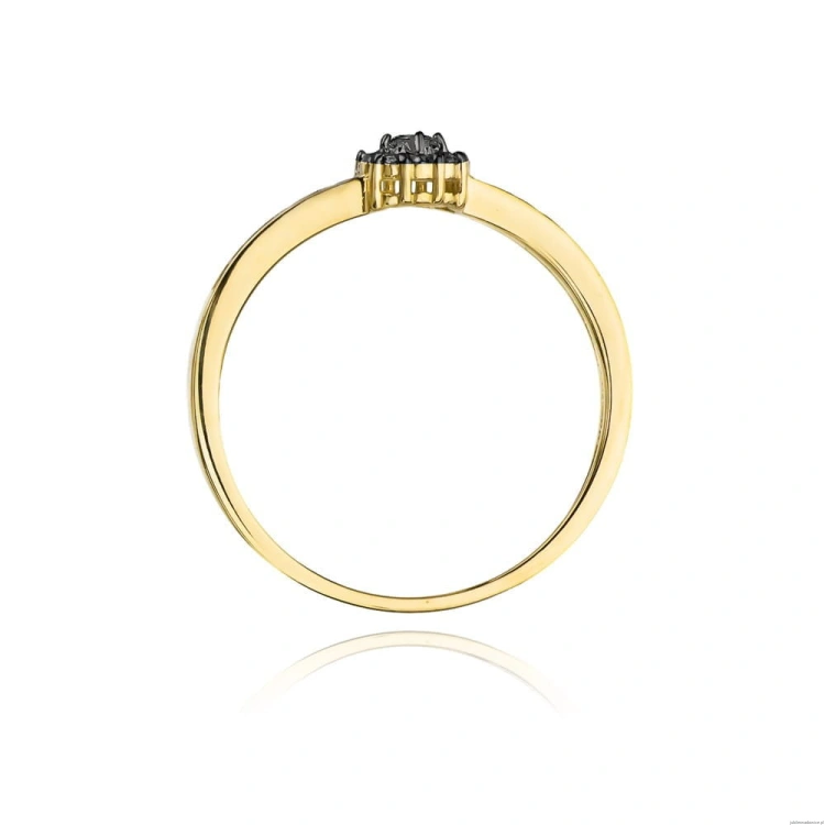 Pierścionek W091 Czarny Diament 0,02ct żółte złoto