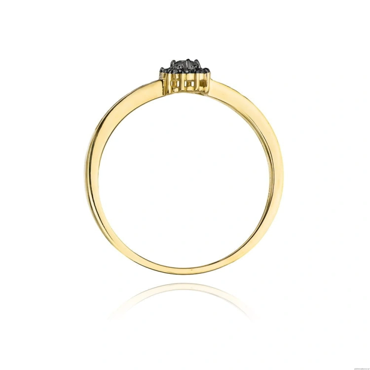 Pierścionek W091 Czarny Diament 0,02ct żółte złoto