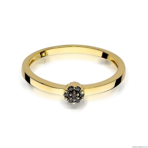 Pierścionek W100 z czarnymi diamentami żółte złoto