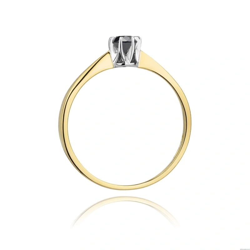 Pierścionek W111 Czarny Diament 0,12ct żółte złoto
