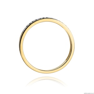 Pierścionek W306 z czarnymi diamentami żółte złoto