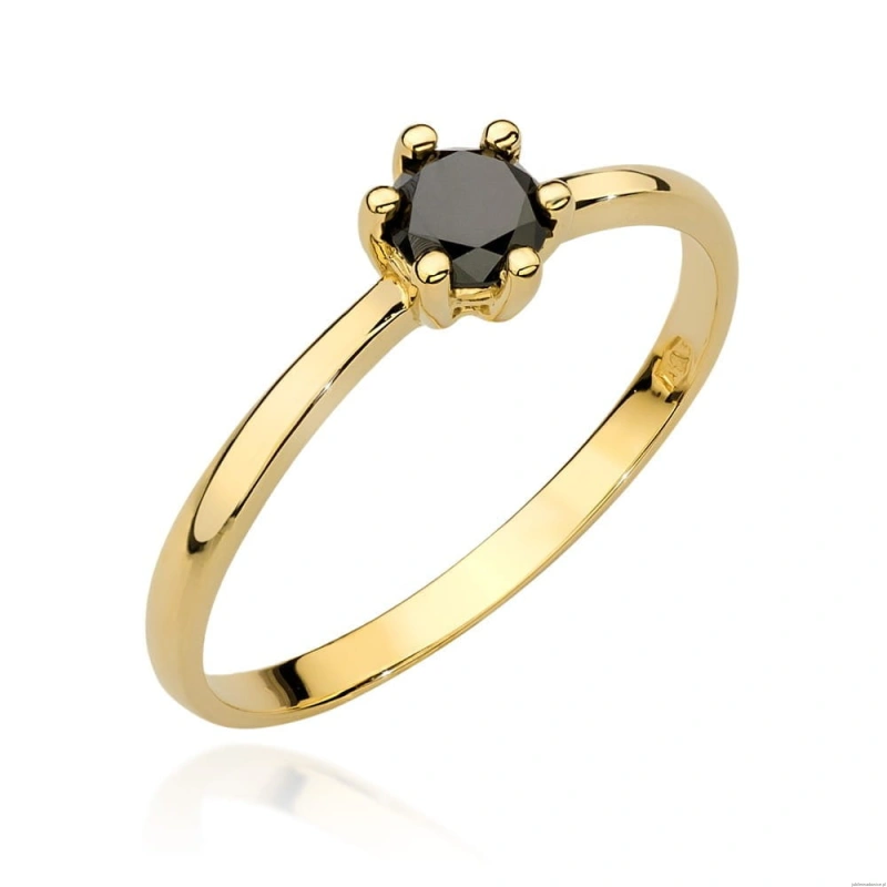 Pierścionek W496 Czarny Diament 0,30ct żółte złoto