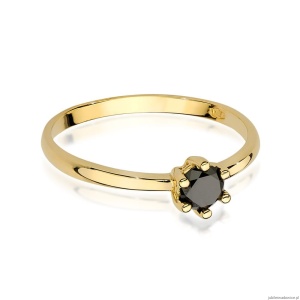 Pierścionek W496 Czarny Diament 0,30ct żółte złoto