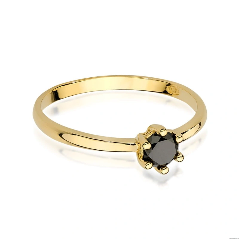 Pierścionek W496 Czarny Diament 0,30ct żółte złoto