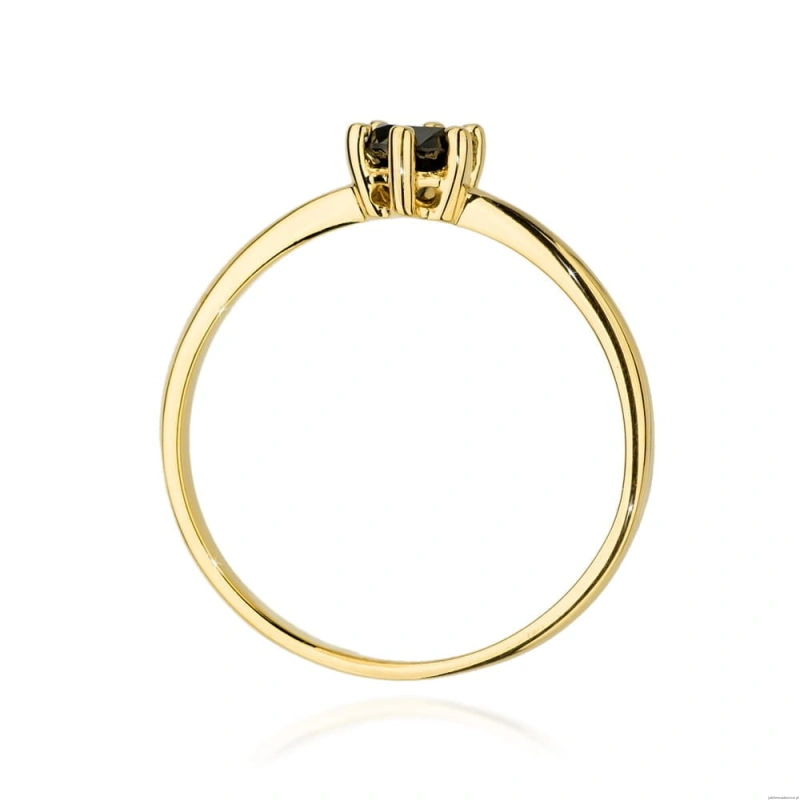 Pierścionek W496 Czarny Diament 0,30ct żółte złoto