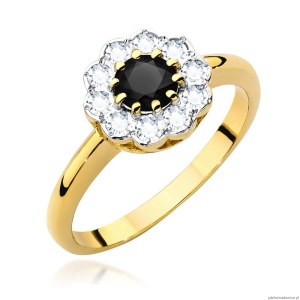 Pierścionek W529 Czarny Diament 0,50ct żółte złoto