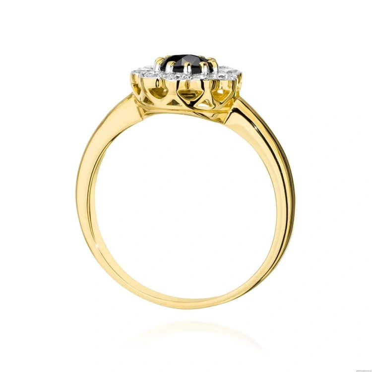 Pierścionek W529 Czarny Diament 0,50ct żółte złoto