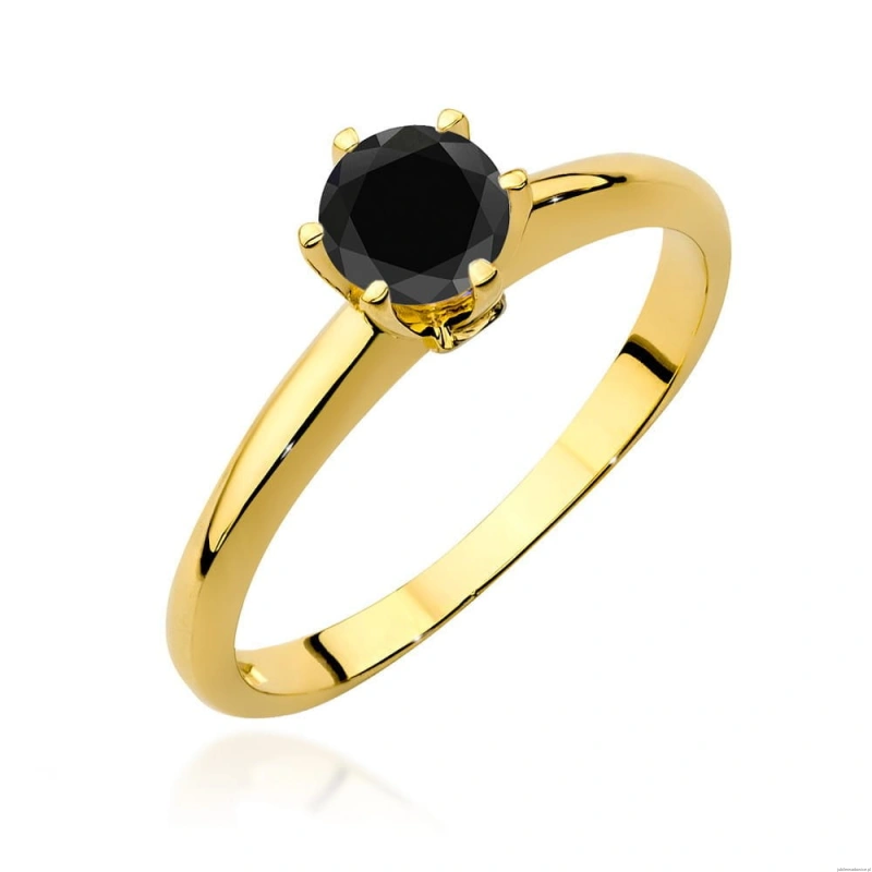 Pierścionek W557 Czarny Diament 0,50ct żółte złoto