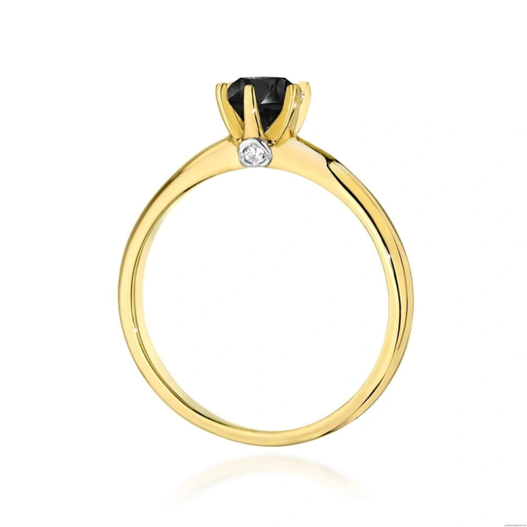 Pierścionek W557 Czarny Diament 0,50ct żółte złoto