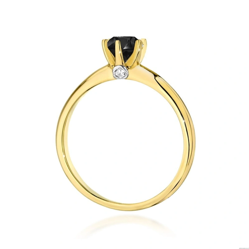 Pierścionek W557 Czarny Diament 0,50ct żółte złoto