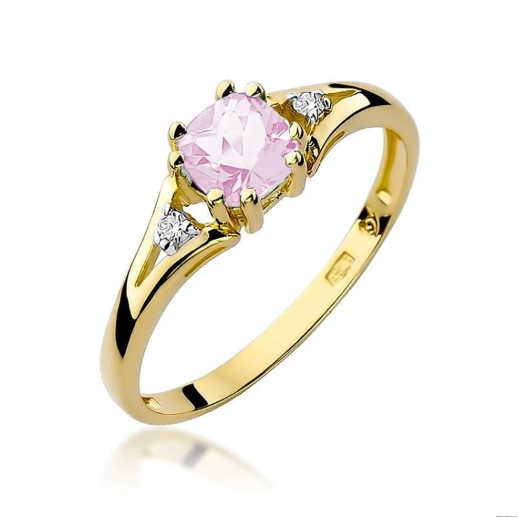 Pierścionek W044 Różowy Topaz 0,70ct żółte złoto