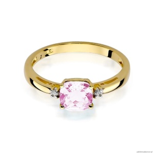 Pierścionek W003 Różowy Topaz 1,10ct żółte złoto