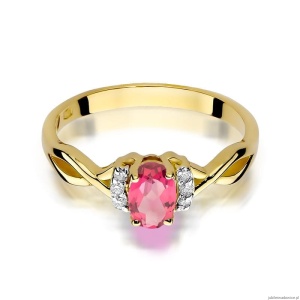 Pierścionek W019 Topaz Różowy 0,50ct żółte złoto