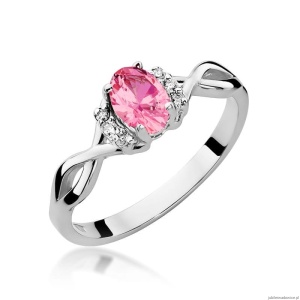 Pierścionek W019 Topaz Różowy 0,50ct białe złoto