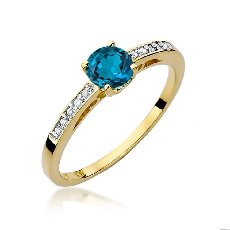 Pierścionek W066 Topaz London Blue 0,50ct żółte złoto
