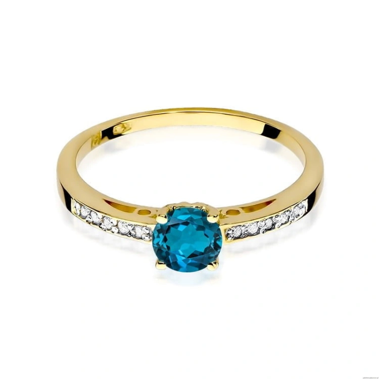 Pierścionek W066 Topaz London Blue 0,50ct żółte złoto