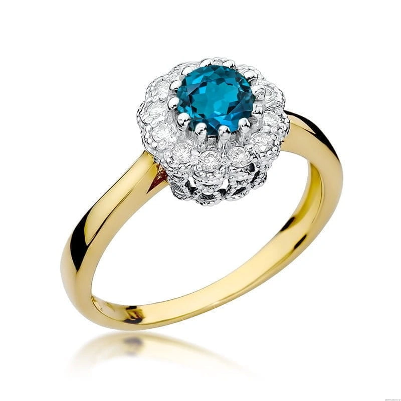 Pierścionek W284 Topaz London Blue 0,50ct żółte złoto