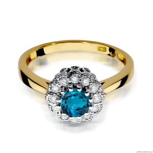 Pierścionek W284 Topaz London Blue 0,50ct żółte złoto