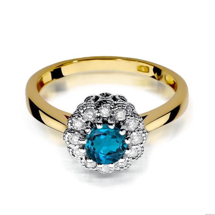 Pierścionek W284 Topaz London Blue 0,50ct żółte złoto