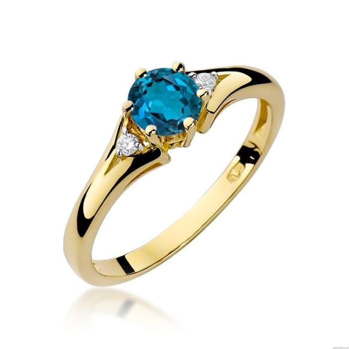 Pierścionek W0076 Topaz London Blue 0,50ct żółte złoto