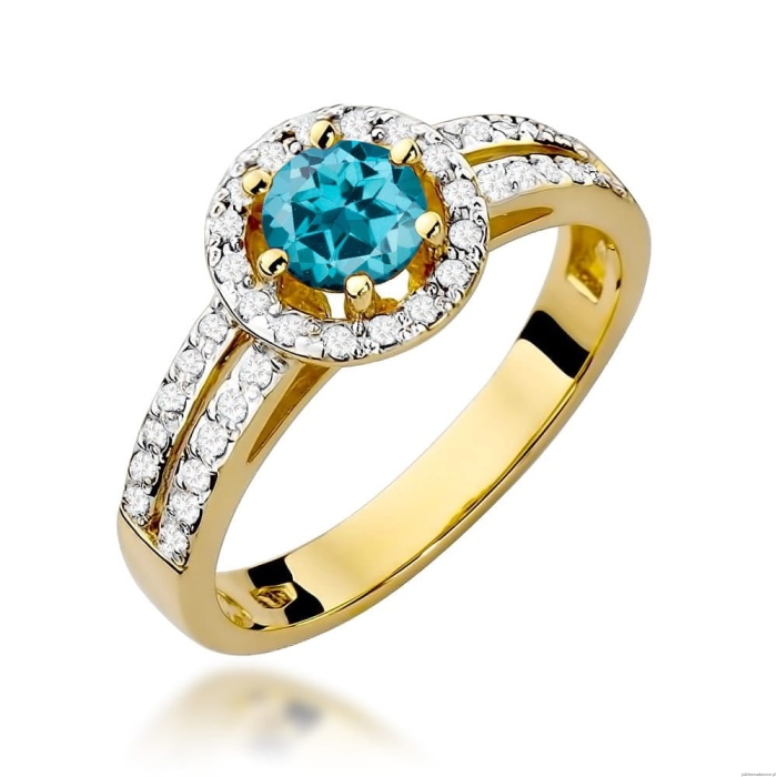 Pierścionek W087 Topaz London Blue 0,50ct żółte złoto