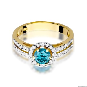 Pierścionek W087 Topaz London Blue 0,50ct żółte złoto