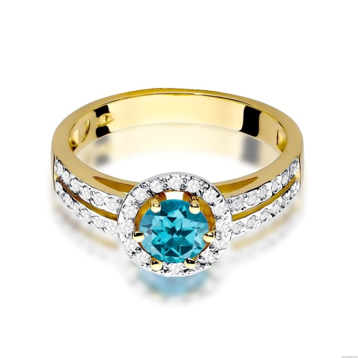 Pierścionek W087 Topaz London Blue 0,50ct żółte złoto