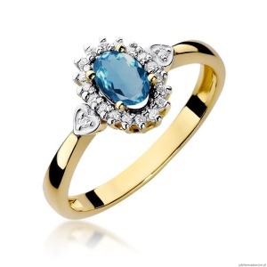 Pierścionek W312 Topaz London Blue 0,50ct żółte złoto