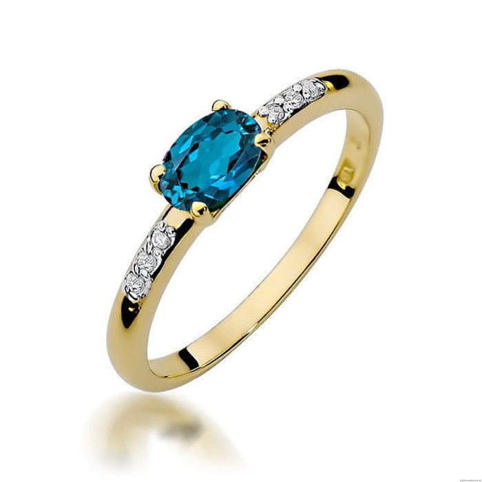 Pierścionek W077 Topaz London Blue 0,50ct żółte złoto