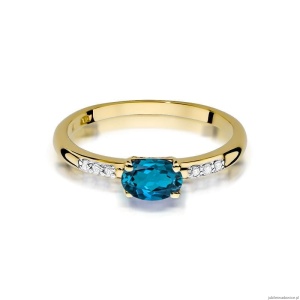 Pierścionek W077 Topaz London Blue 0,50ct żółte złoto