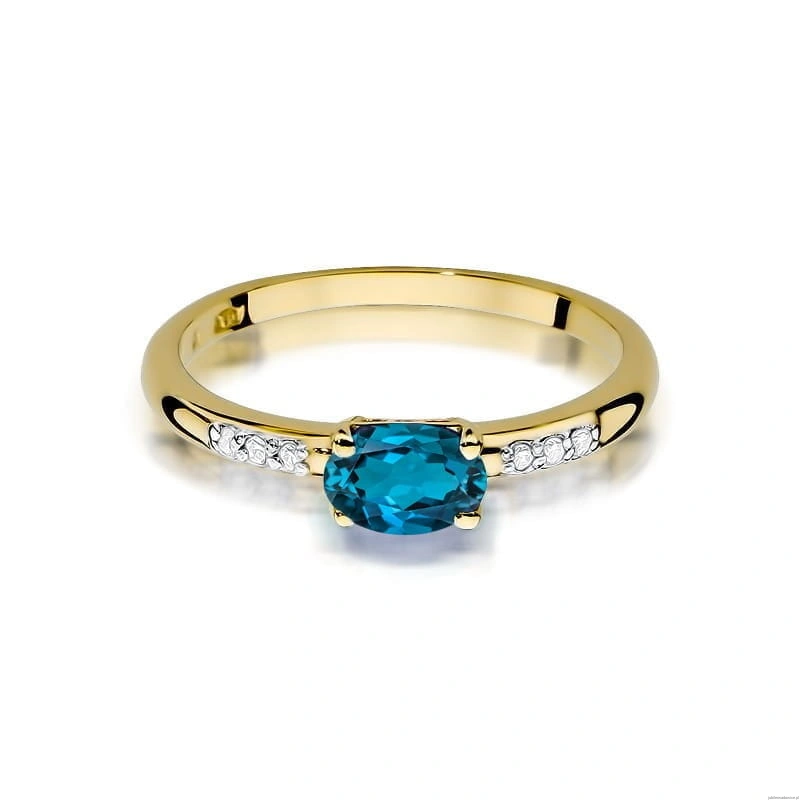 Pierścionek W077 Topaz London Blue 0,50ct żółte złoto