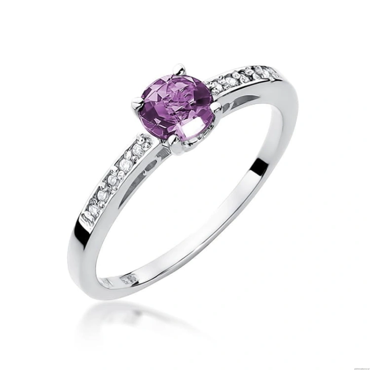 Pierścionek W066 Ametyst 0,50ct białe złoto