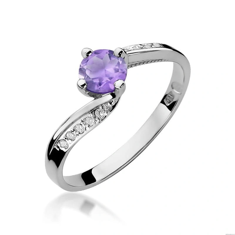 Pierścionek W084 Ametyst 0,50ct białe złoto