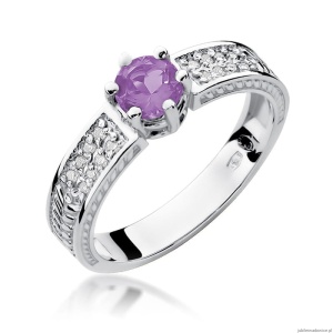 Pierścionek W075 Ametyst 0,50ct białe złoto