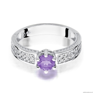 Pierścionek W075 Ametyst 0,50ct białe złoto