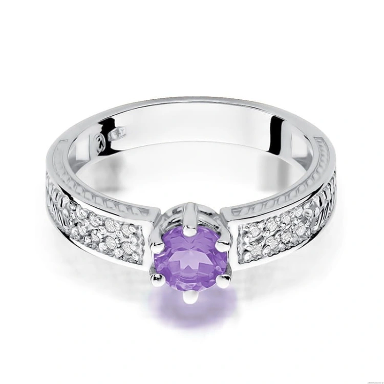 Pierścionek W075 Ametyst 0,50ct białe złoto