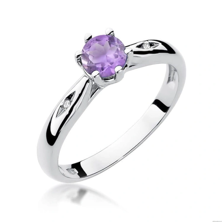 Pierścionek W074 Ametyst 0,50ct białe złoto