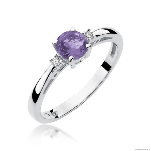 Pierścionek W010 Ametyst 0,50ct białe złoto